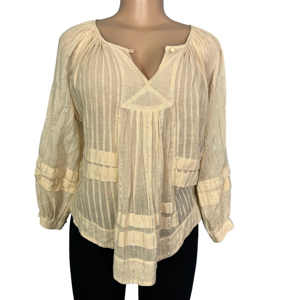 Rebecca Taylor Cream Sheer Peasant Blouse